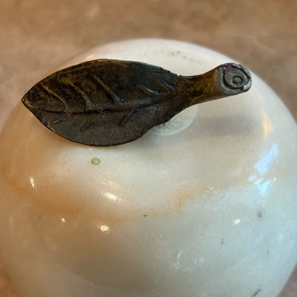 Elegant Cream Marble Apple Decor - Picture 6 of 9